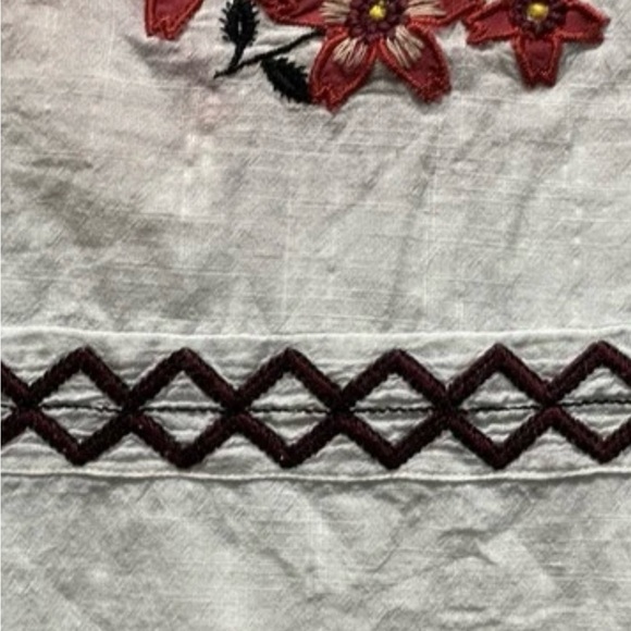 Suno White Embroidered Tunic Dress Boho Cottagecore Floral Appliqué Size 6 - Picture 13 of 14